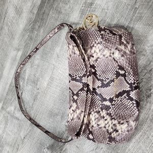 Michael Kors Snake Skin Print Fold Over Zippered Pocketbook Purse